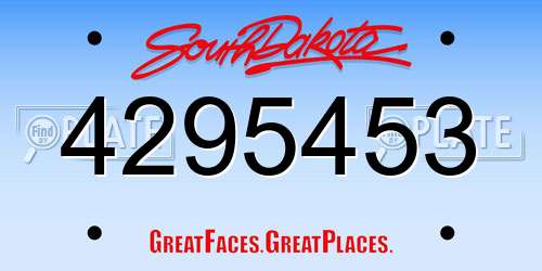 4295453 South Dakota License Plate
