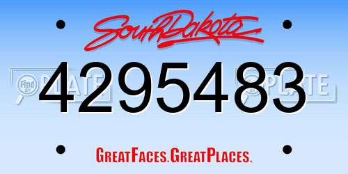 4295483 South Dakota License Plate