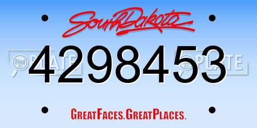 4298453 South Dakota License Plate