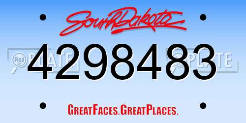 4298483 South Dakota License Plate