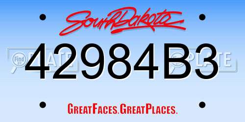 42984B3 South Dakota License Plate