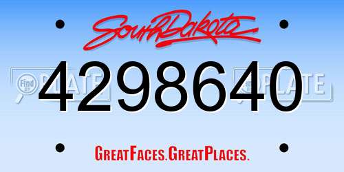 4298640 South Dakota License Plate