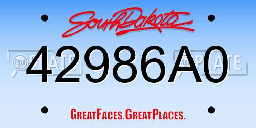 42986A0 South Dakota License Plate