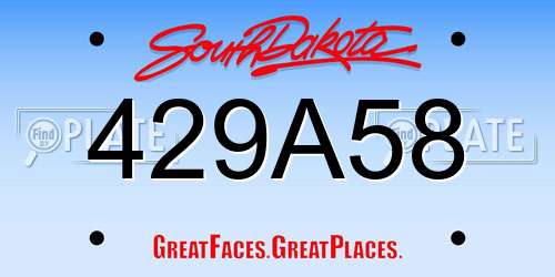 429A58 South Dakota License Plate