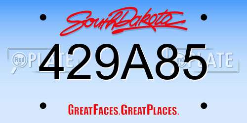 429A85 South Dakota License Plate