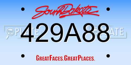429A88 South Dakota License Plate