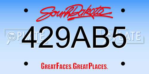 429AB5 South Dakota License Plate