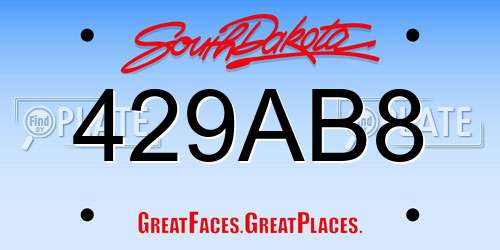 429AB8 South Dakota License Plate