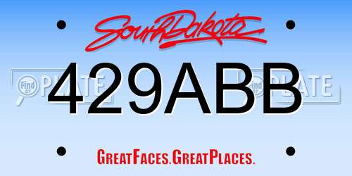 429ABB South Dakota License Plate