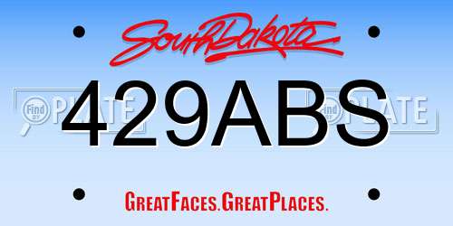 429ABS South Dakota License Plate