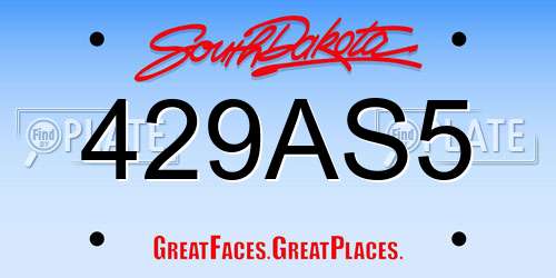 429AS5 South Dakota License Plate
