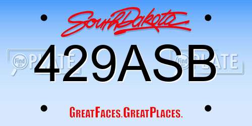 429ASB South Dakota License Plate