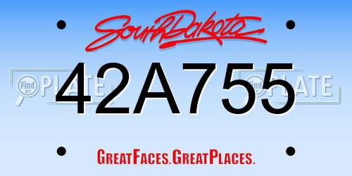 42A755 South Dakota License Plate