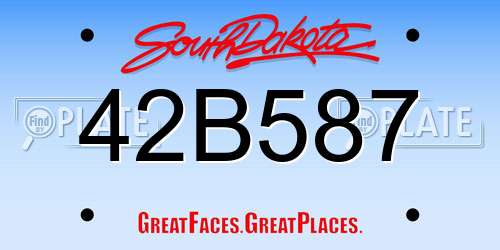 42B587 South Dakota License Plate