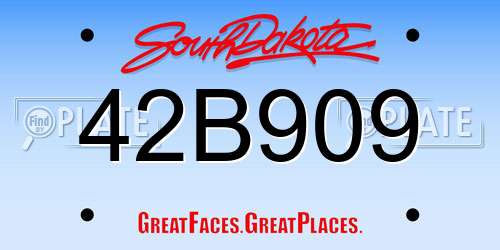 42B909 South Dakota License Plate