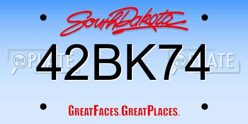 42BK74 South Dakota License Plate
