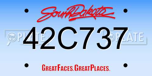 42C737 South Dakota License Plate
