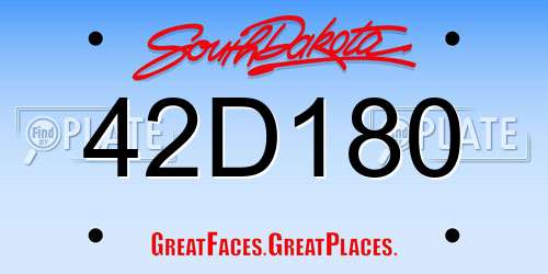 42D180 South Dakota License Plate
