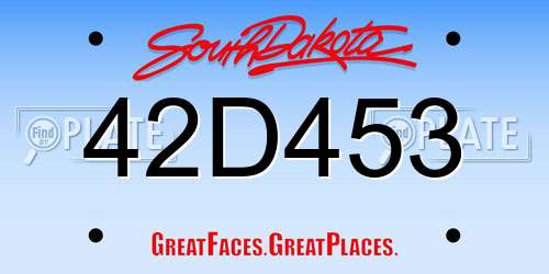 42D453 South Dakota License Plate