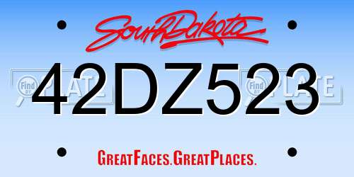 42DZ523 South Dakota License Plate