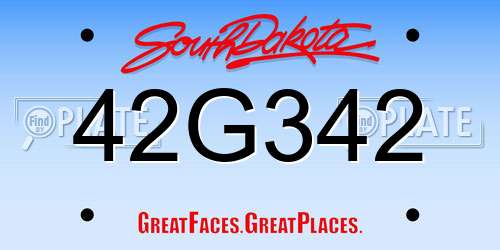 42G342 South Dakota License Plate