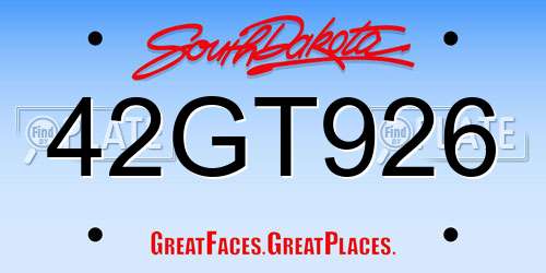 42GT926 South Dakota License Plate