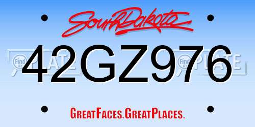 42GZ976 South Dakota License Plate