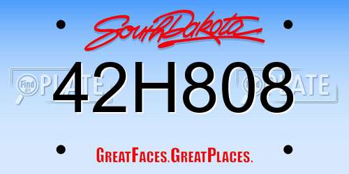 42H808 South Dakota License Plate