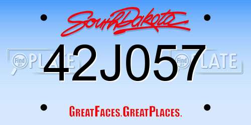 42J057 South Dakota License Plate