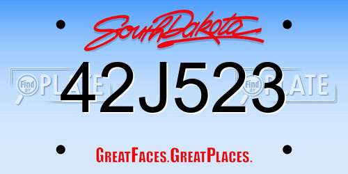 42J523 South Dakota License Plate