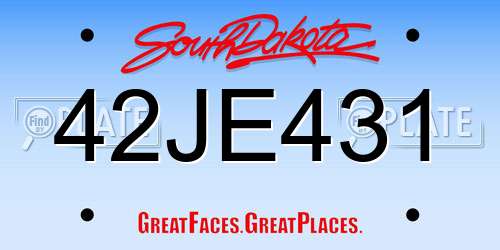42JE431 South Dakota License Plate