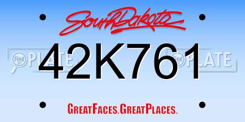 42K761 South Dakota License Plate