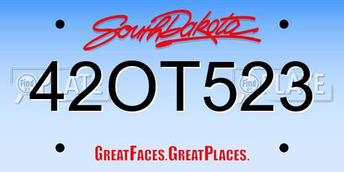 42OT523 South Dakota License Plate