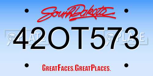 42OT573 South Dakota License Plate