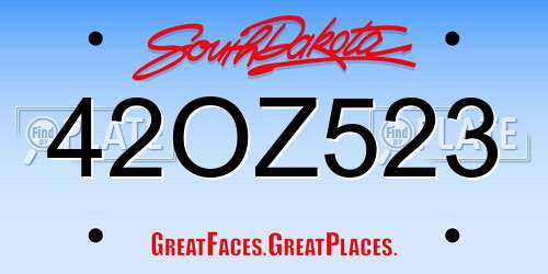 42OZ523 South Dakota License Plate