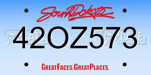 42OZ573 South Dakota License Plate