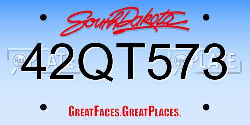 42QT573 South Dakota License Plate