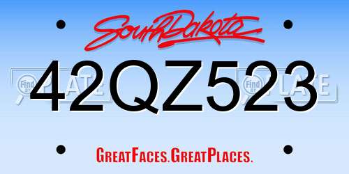 42QZ523 South Dakota License Plate