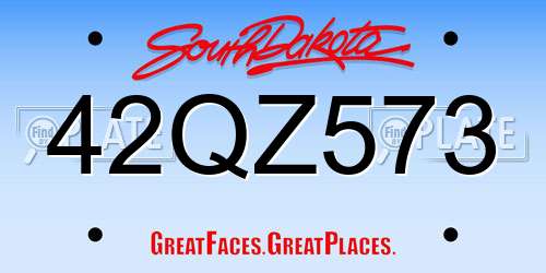 42QZ573 South Dakota License Plate