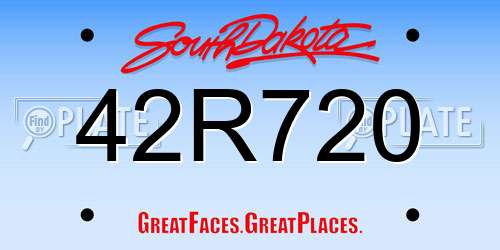 42R720 South Dakota License Plate