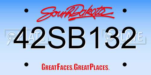 42SB132 South Dakota License Plate