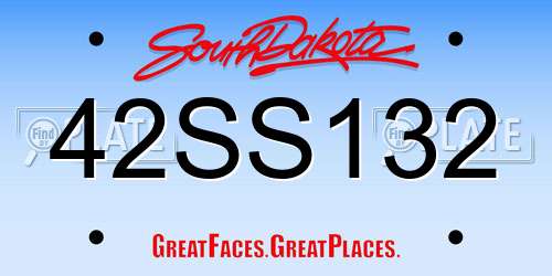 42SS132 South Dakota License Plate