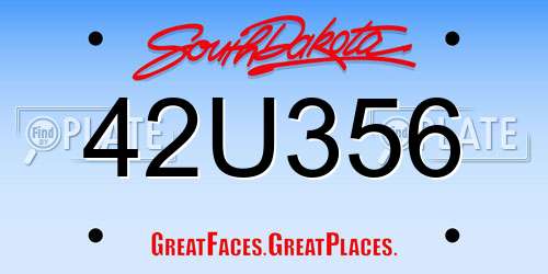 42U356 South Dakota License Plate