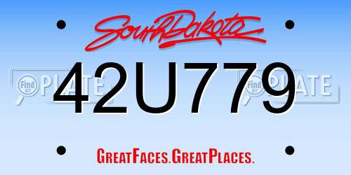 42U779 South Dakota License Plate