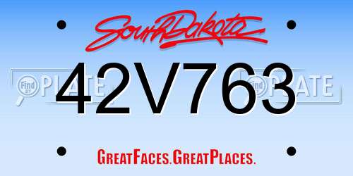 42V763 South Dakota License Plate