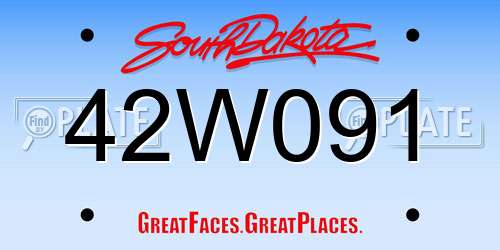 42W091 South Dakota License Plate