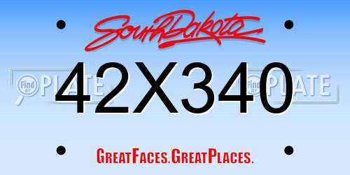 42X340 South Dakota License Plate