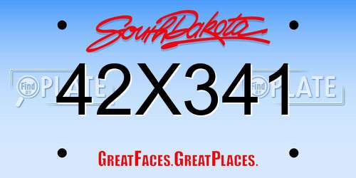 42X341 South Dakota License Plate