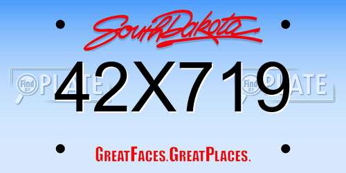 42X719 South Dakota License Plate