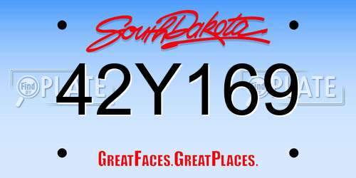 42Y169 South Dakota License Plate